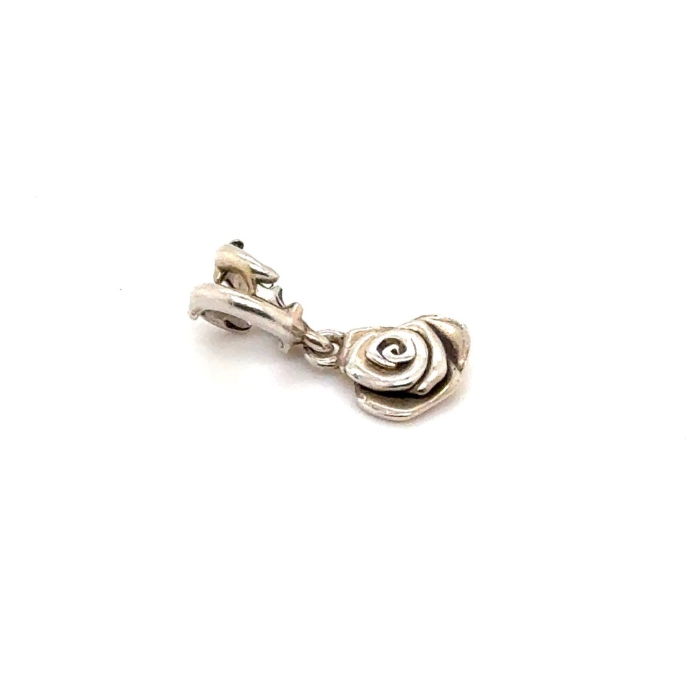 Pandora Sterling Silver Rose Flower Dangle Charm 790435 925 ALE Floral Blossom
